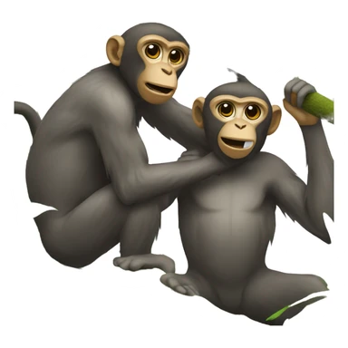 monkeys wrestling eachother in the jungle sticker