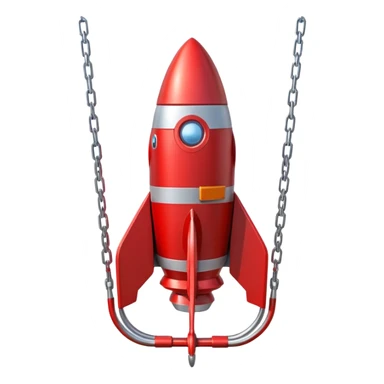a swing seat with prominent rocket boosters on each side, positioned to launch the rider sticker
