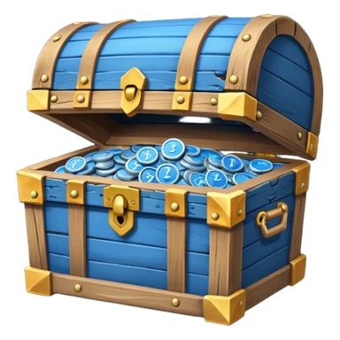 treasure chest of blue coins sticker