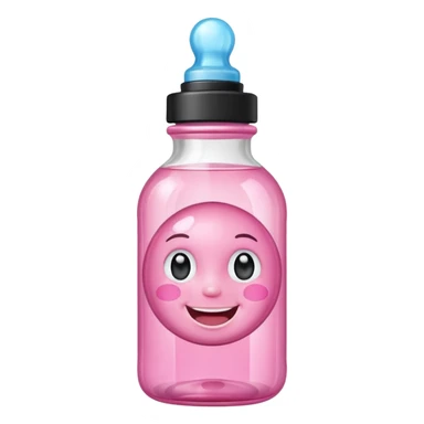 Smiling freaky baby oil bottle pink sticker