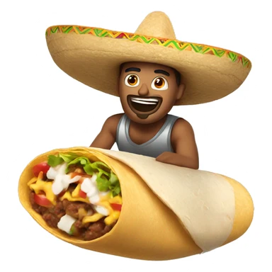 a man flying on a burrito with a sombrero on his head sticker