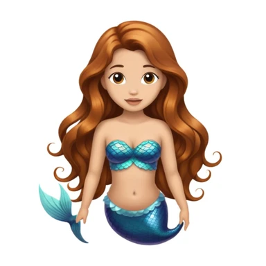 mermaid with light skin ad long brown hair  sticker