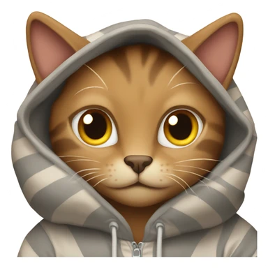 brown cat with grey stripes in hoodie sticker