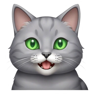 Grey cat with green eyes meowing sticker