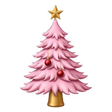 pastel pink christmas tree with red ornaments and star on top sticker