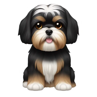 black and tan shih tzu maltese mix black head fur sticker