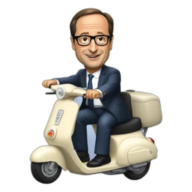 François Hollande sur un scooter sticker