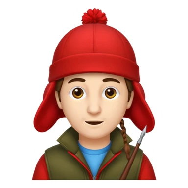 red hunting hat with ear flaps, vivid colors sticker