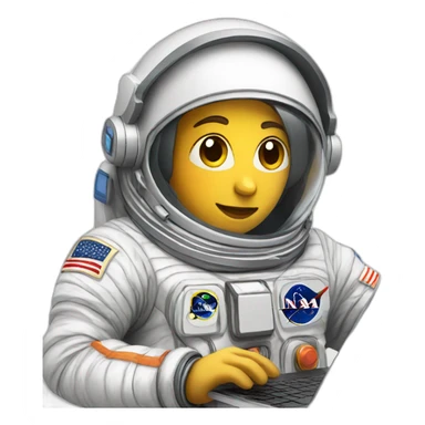 astronaut with a laptop sticker