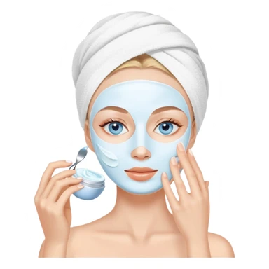 Lady with blue eyes face cream mask spa beauty full face relaxing sticker