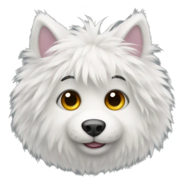 Cute furry creature, mostly white, colorfull sticker