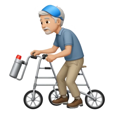 Caucasian Man using a walker with a bike horn on it sticker