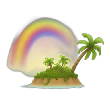 Rainbow on a desert island sticker