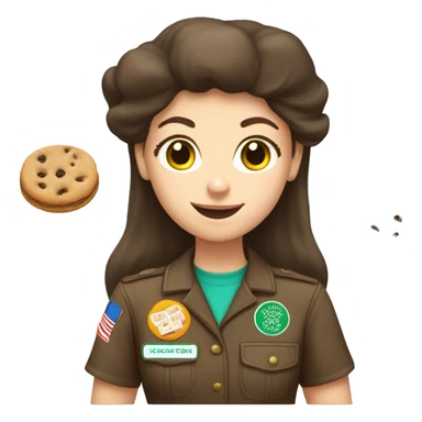 white girl scout selling cookie sticker
