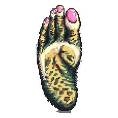leopard foot pointing up in pixel art style sticker