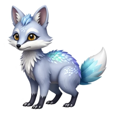 Planted Silvery Flossy Floral Icy Snowy Glacial Sparkle colorful iridescent white Fox-Numbat-Sergal-Lykoi-hybrid-fusion-animal-creature sticker