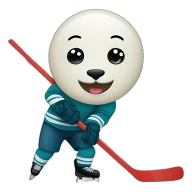 Seal playing ice hockey sticker