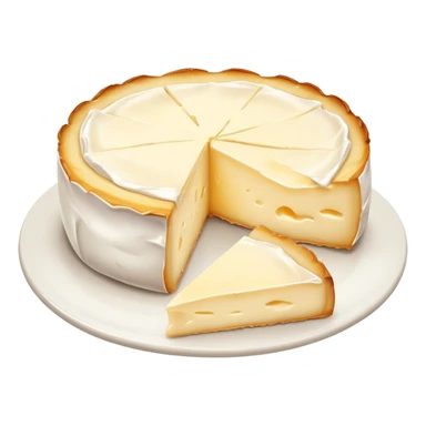 cinematic-realistic-brie-cheese-emoji,-featuring-a-creamy gooey center,-soft-ripened-cheese-with-a-delicate-rind-rendered-with-lifelike-detail-and-inviting,-natural-lighting. sticker