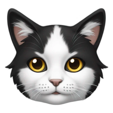 fluffy black and white female cat sticker