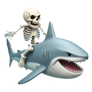 Skeleton riding a shark in the ocean sticker