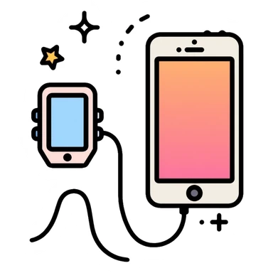 computer connected to smartphone with a USB wire sticker