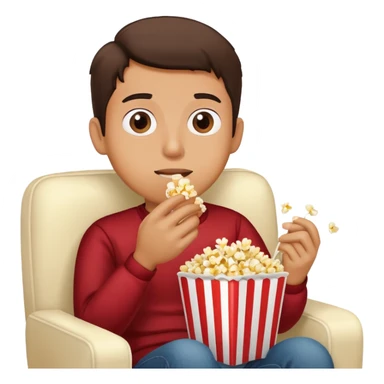 person watching TV with popcorn sticker