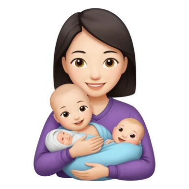 A Chinese mother with a newborn. sticker