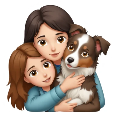 Australian Shepherd hugging girl sticker
