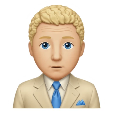 Curly Howard from the Three Stooges with blue eyes, blonde hair, ivory suit sticker