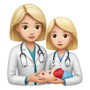 American doctor explaining to mother with sick child. for Family Medicine emoji with for family  sticker