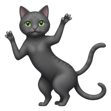 full body gorgeous solid dark grey cat with green eyes, white paws and white whiskers reaching for something sticker