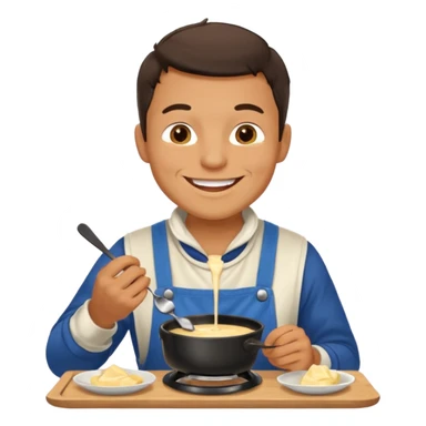 man eating fondue sticker