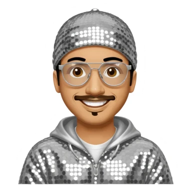 Ali G with silver sequin outfit sticker