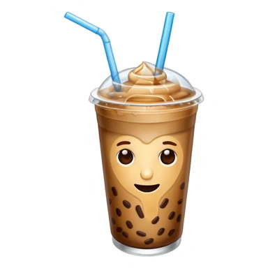 Iced coffee with straw sticker