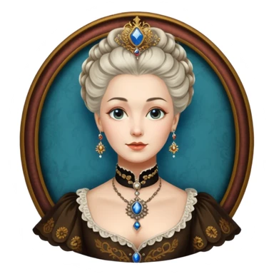realistic cinematic Russian Empress Catherine the Great depicted with steam punk Victorian-style body tattoos sticker