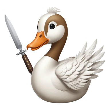 a goose with a knife in its mouth sticker