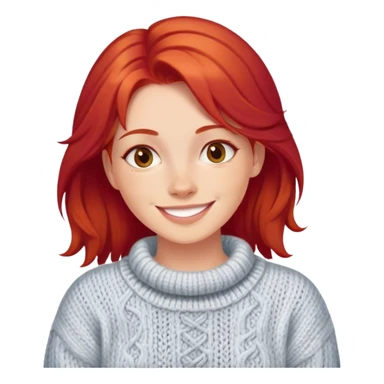 Red hair smiling solo in cozy sweater sticker