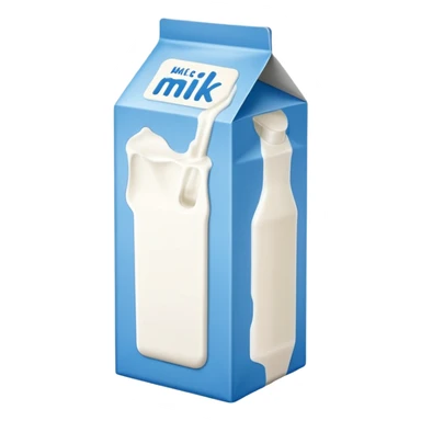 blue and white milk carton with milk label sticker