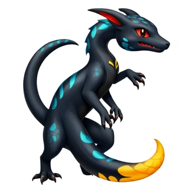 Shiny Salandit-Umbreon-Quilava-Fakémon-hybrid-creature (full body)  sticker