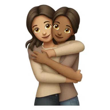 Two girls hugging each other fair skintone sticker