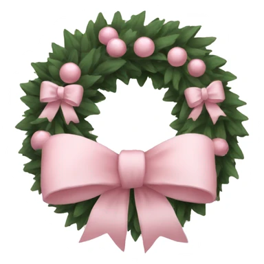 wreath with pale pink bows christmas mood sticker
