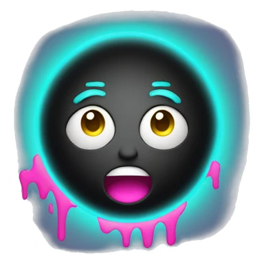 Shocked face with bright pink and turquoise glow around it sticker