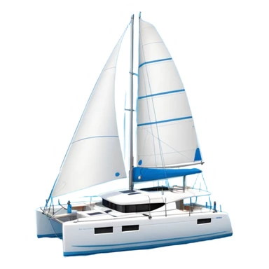 A lagoon 42 catamaran with no wording or letters on the boat  sticker