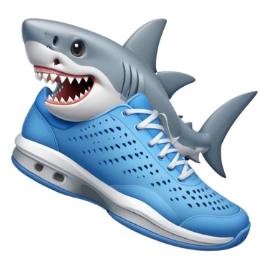 Athletic shark in blue tennis shoes sticker