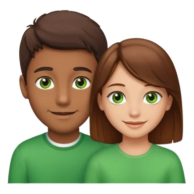 brown boy and brown hair girl with green eye couple  sticker
