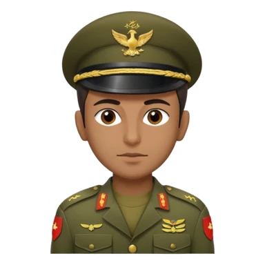 
portrait of an Iranian soldier, from head to chest, with a neutral expression sticker