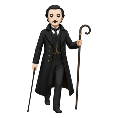 full length edgar allan poe  walking sticker