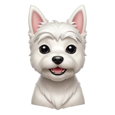 Cinematic Comical West Highland White Terrier Portrait Emoji, Head tilted dramatically with an exaggeratedly shocked or amused expression, featuring a sleek, pristine white coat with perky ears and wide, expressive dark eyes filled with playful disbelief, Simplified yet hilariously expressive features, highly detailed, glowing with a slightly sassy glow, high shine, dramatic yet playful, stylized with an air of cheeky mischief, bright and endearing, soft glowing outline, capturing the essence of a spirited and over-the-top companion, so meme-worthy it feels like it could side-eye its way into internet fame instantly! sticker