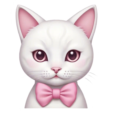 White cat with a pink bow on its head  sticker