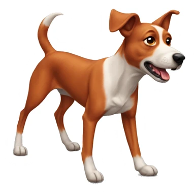 realistic solid red dog with pointed ears running sticker